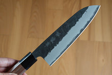 Charger l'image dans la galerie, CH012 - Couteau Japonais Wa-Santoku Zenpou noir  - Lame de 17cm en acier au carbone Aogami Super
