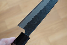 Charger l'image dans la galerie, CH012 - Couteau Japonais Wa-Santoku Zenpou noir  - Lame de 17cm en acier au carbone Aogami Super