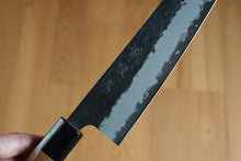 Charger l'image dans la galerie, CH013 - Couteau Japonais Chef Wa-Gyuto Zenpou noir  - Lame de 21cm en acier au carbone Aogami Super