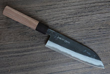 Charger l'image dans la galerie, CK101 - Couteau japonais Santoku noir Damas Tosa-kajiya - Lame de 17cm en acier au carbone Aogami