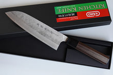 Charger l'image dans la galerie, CK201 - Couteau Japonais Wa-Santoku damas 17 couches Echizen Kamo - Lame de 17cm en acier Vg10
