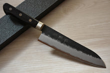 Charger l'image dans la galerie, CH002 - Couteau Japonais Santoku Zenpou noir  - Lame de 18cm en acier au carbone Aogami Super