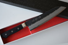 Charger l'image dans la galerie, CH002 - Couteau Japonais Santoku Zenpou noir  - Lame de 18cm en acier au carbone Aogami Super