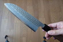 Charger l'image dans la galerie, CH014 - Couteau Japonais Wa-Santoku Zenpou martelé  - Lame de 16.5cm en acier au carbone Aogami Supe