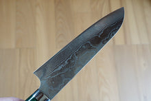 Charger l'image dans la galerie, CS208 - Couteau Japonais Santoku damas 33 couches Saji poignée verte - Lame de 18cm en acier Vg10