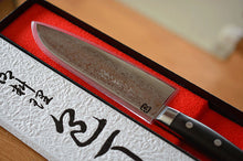 Charger l'image dans la galerie, CY201 - Couteau Japonais Santoku SP damas 17 couches Zen-Pou - Lame de 17cm en acier Vg10