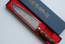 Charger l'image dans la galerie, CY203 - Couteau Japonais Santoku damas 17 couches martellé Zen-Pou - Lame de 18.5cm en acier Vg10