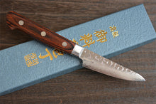 Charger l'image dans la galerie, CY213 - Couteau Japonais Petit Paring damas 17 couches martellé Zen-Pou - Lame de 8cm en acier Vg10