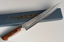 Charger l'image dans la galerie, CY214 - Couteau Japonais Sujihiki damas 17 couches martellé Zen-Pou - Lame de 24.5cm en acier Vg10