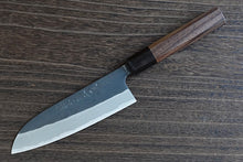 Charger l'image dans la galerie, CY305 - Couteau Japonais Santoku Yamamoto noir  - Lame de 16.5cm en acier au carbone Shirogami#2