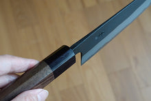 Charger l'image dans la galerie, CY305 - Couteau Japonais Santoku Yamamoto noir  - Lame de 16.5cm en acier au carbone Shirogami#2